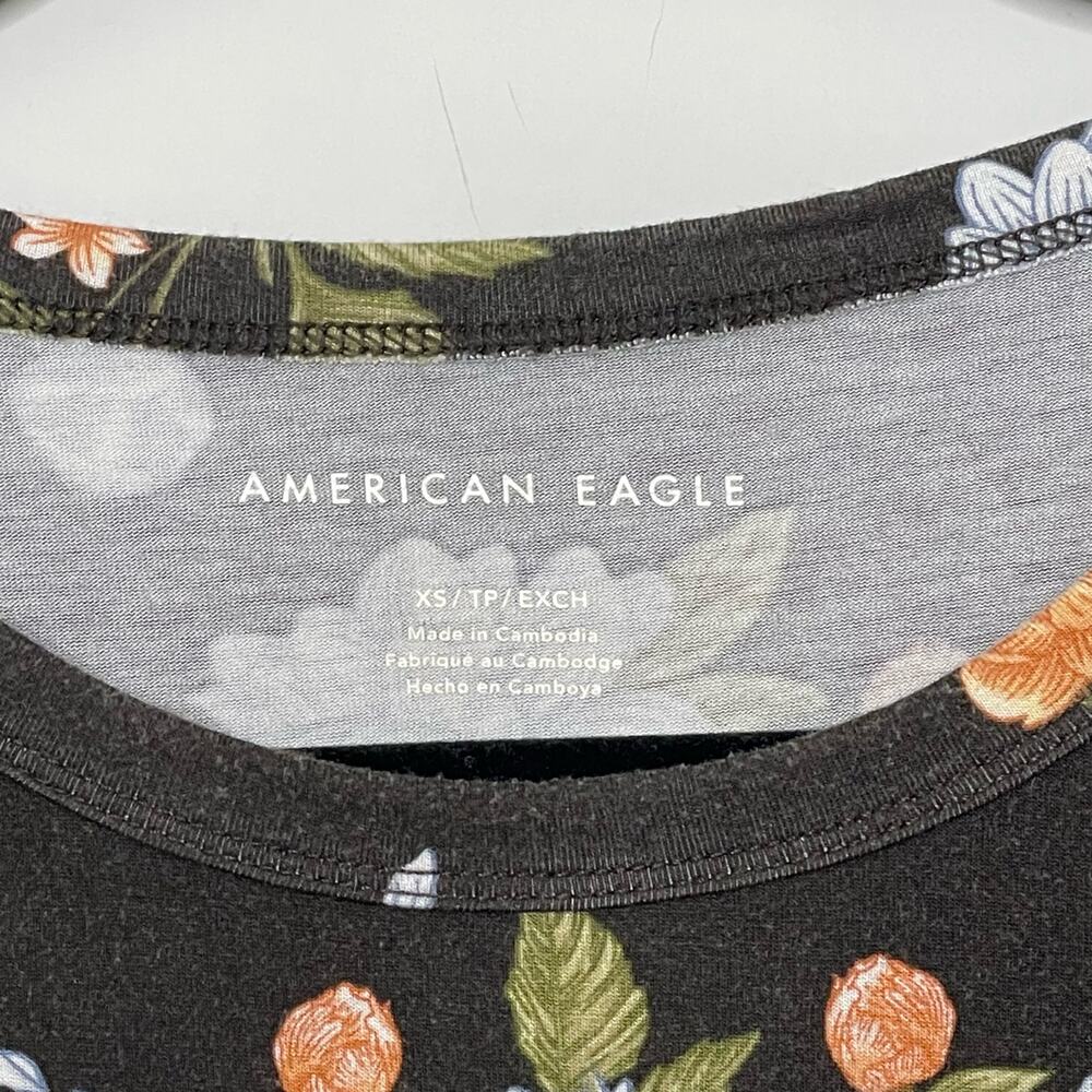 American Eagle Outfitters Bodysuit Floral Crewneck Sleeveless Brown Black XS - Picture 4 of 9